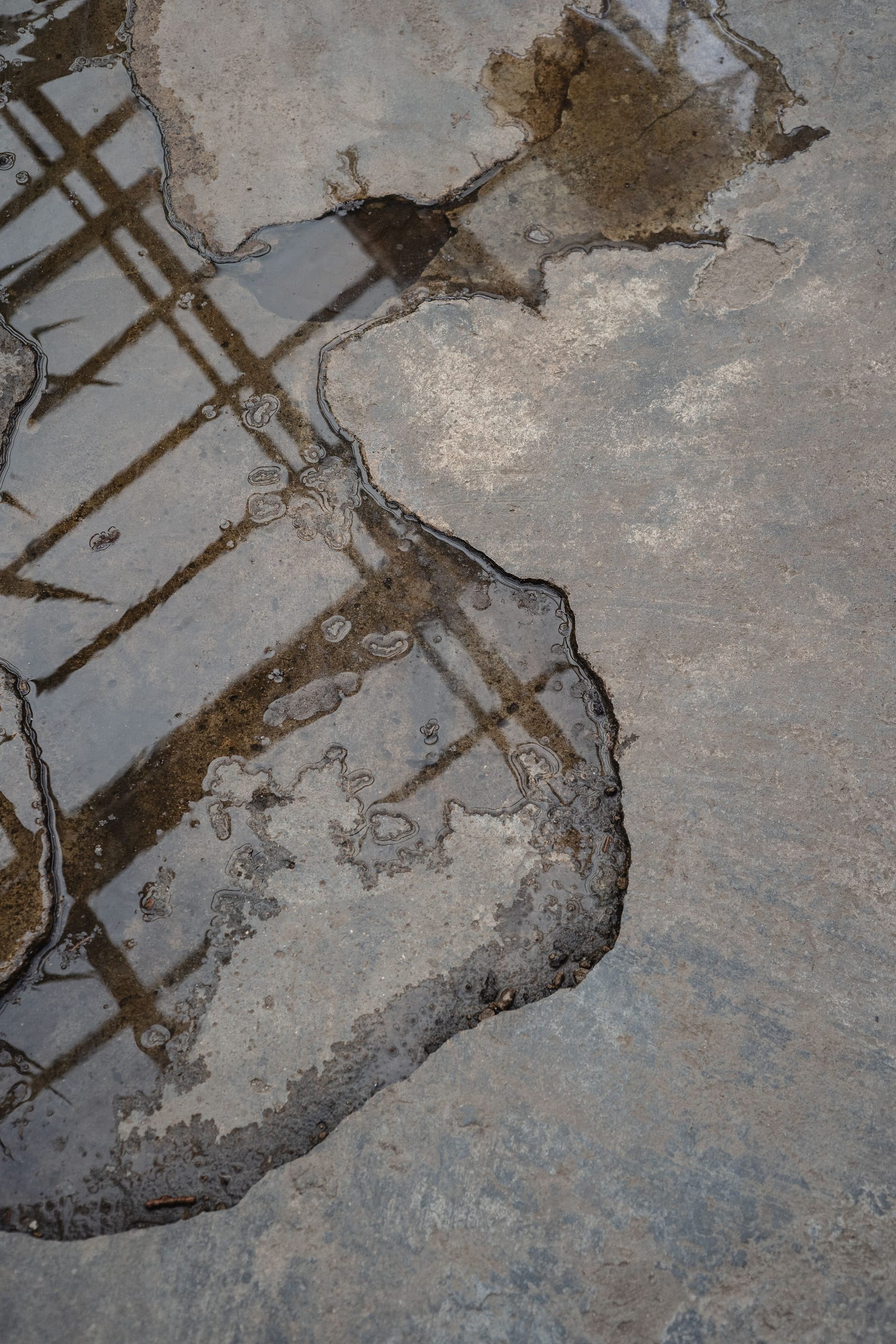 Standing water on a hard floor